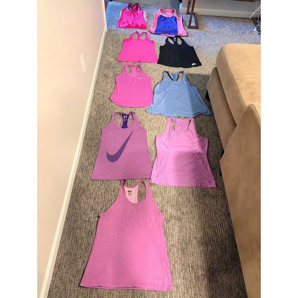 Lot of 9 Women's Athletic Tank Tops halter bundle work out tops pink Nike